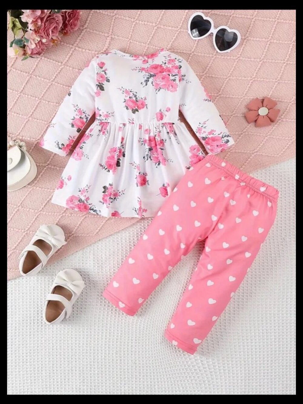 New Girls Pink & White Floral Spring, Summer Top & Pants Set Size 12-18M - Picture 3 of 6